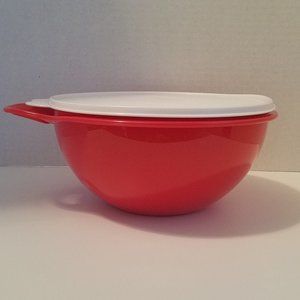 Tupperware Red Bowl with White Lid